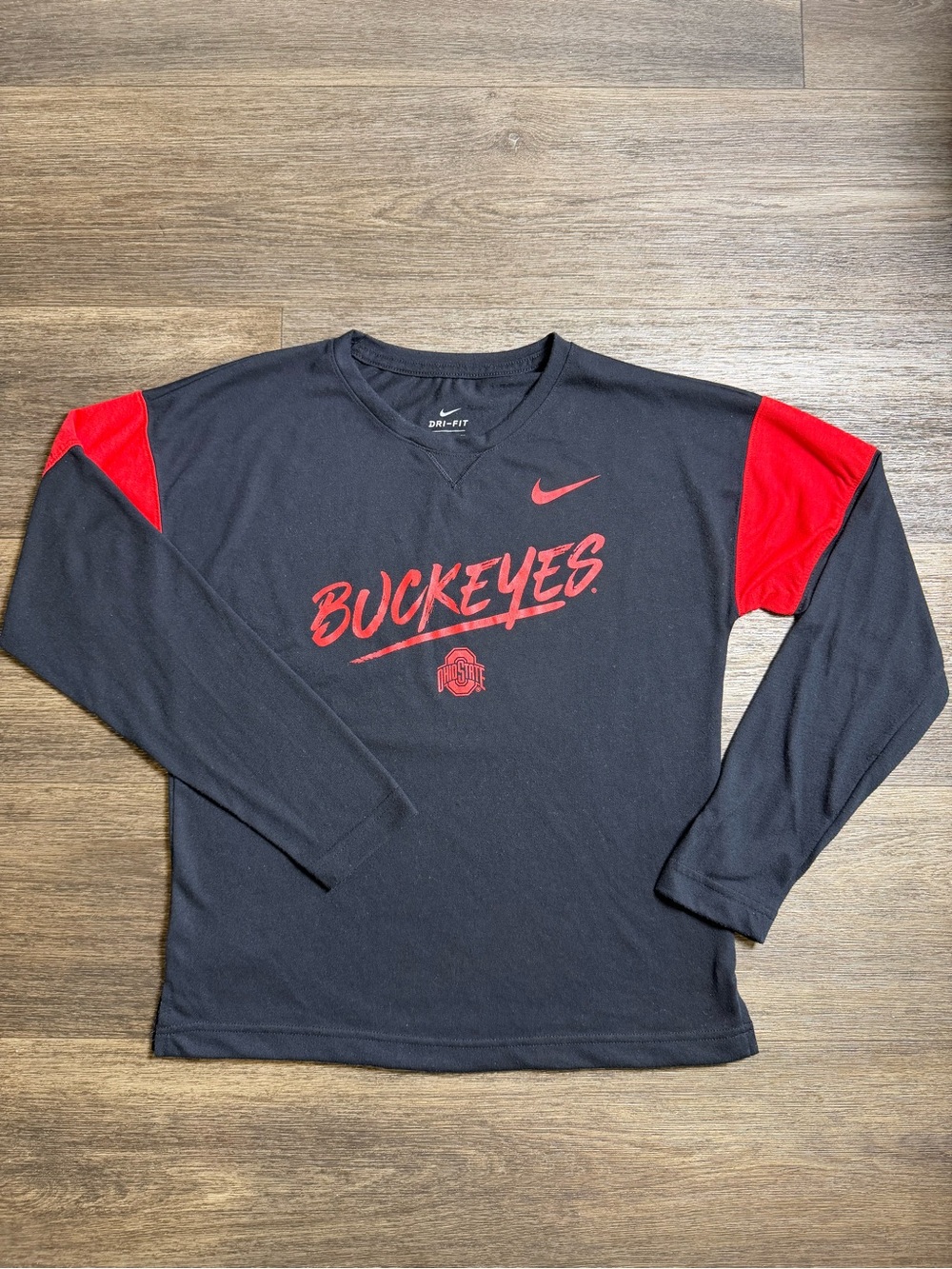 Nike Black & Red Buckeyes Long-Sleeve Dri-FIT Crew Shirt